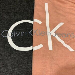 collection of 2 CALVIN KLEIN hoodies, size XXL in Rose and Gray, long sleeves